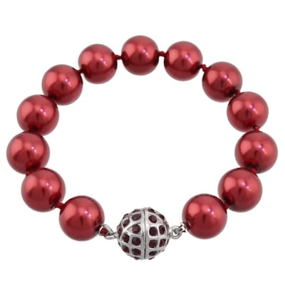 Behave - Rode parelarmband - feestelijke glam look - magneetsluiting
