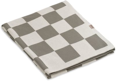 Knit Factory Caro Gebreid Plaid - Woondeken - Plaid - Katoenen deken - Kleed - Geblokt motief - Ecru/Urban Green - 160x130 cm