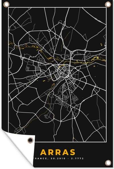 Muurdecoratie Frankrijk - Arras - Stadskaart - Kaart - Plattegrond - 120x180 cm - Tuinposter - Tuindoek