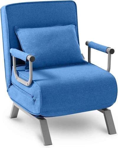 Slaapstoel - Uitklapbaar - Slaapbank - Logeerbed - Zetelbed - Slaapfauteuil - Vouwbed - 1 persoons - Zeer comfortabel - Blauw