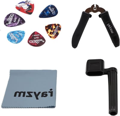 Guitar string winder met snijder, eindpin trekker, reinigingsdoek en 6 plectrums voor gitaristen