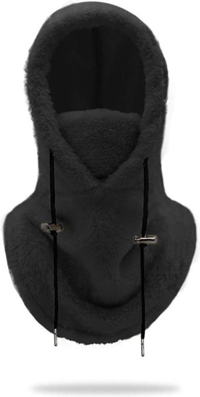 54x33cm Warme Fleece Balaclava Sjaal Winter Skimasker Winter Balaclava Cover Warme Hoofdkap Muts Verstelbaar Winddicht - Zwart-M