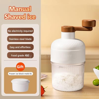 Machine à Glace Pilée Mini Broyeur à Glace Manuel Machine à Granita Milkshake Portable Petite Machine à Grêle Outil de Cuisine blanc
