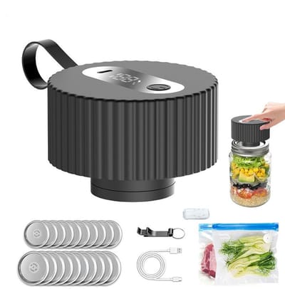 carmdering - Elektrische Jar Vacuümsealer - Draagbare Glazen Vacumeermachine - Handheld Vacuümapparaat - Automatische Uitschakeling - ABS Kunststof - Ultradunne Constructie - Kabelloos Gebruik - 1 Set