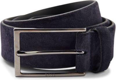 BOSS Leren Riem Calindo Sz35 Sd Leather Belt W120 Dark Blue Donkerblauw
