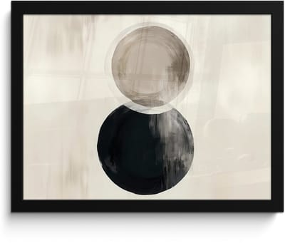 Poster in lijst - Fotolijst 40x30 cm - Posters - Cirkels - Vorm - Beige - Abstract - Posterlijst zwart - Decoratie - Wanddecoratie woonkamer - Muurdecoratie slaapkamer