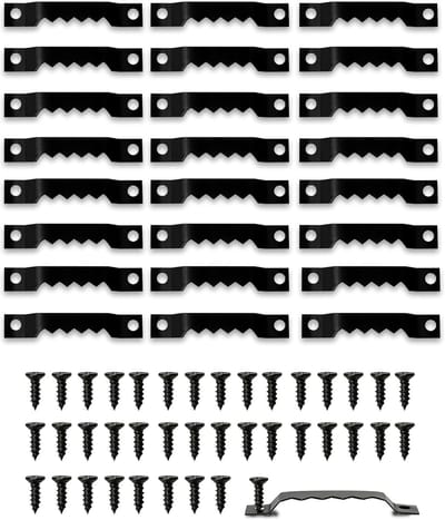 40 Stuks Zaagtand Hangers Zwart - Schilderij Ophangsysteem met 80 Schroeven - Metalen Fotolijst Haakjes voor Wanddecoratie, Canvas en Fotolijsten