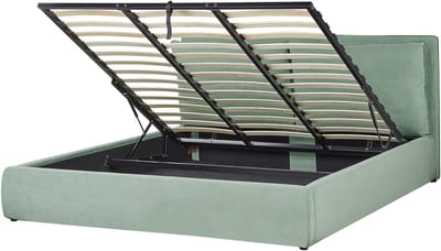 BAJONNA - Bed met opbergruimte - Mintgroen - 180 x 200 cm - Fluweel