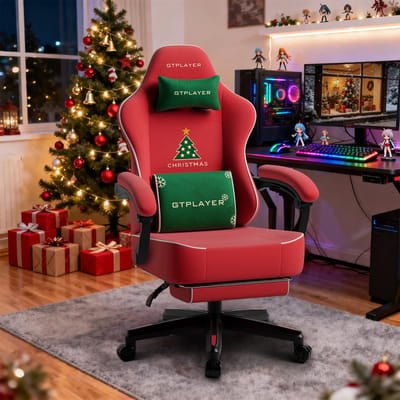 GTPLAYER - Gamingstoel met Kerstmotief - Met Voetensteun en Veerkussen - Fluweel