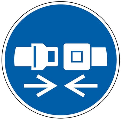 Veiligheidsgordel verplicht gebodssticker - ISO 7010 - M020 200 mm