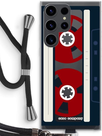 Case Company® - Hoesje met koord geschikt voor Samsung Galaxy S23 Ultra hoesje met Koord - Here's your tape - Telefoonhoesje met Zwart Koord - Bescherming aan alle Kanten en Over de Schermrand