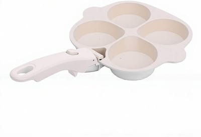 Eierpan Aluminium - Ontbijtpan Koekenpan - Ontbijt Maken - Afneembare Handgreep - 4 Kops - Zwart