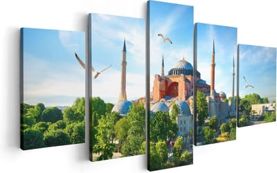 Artaza Canvas Schilderij Vijfluik Hagia Sophia Moskee In Istanbul - 100x50 - Foto Op Canvas - Canvas Print