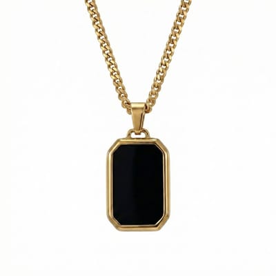 Thomasiny® Black Aether Goud – Heren Ketting met Zwarte Steen – Luxe Minimalistisch Design – 316L RVS