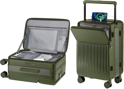 Handbagagekoffer – Voor reizigers – Stevig, lichtgewicht en duurzaam – Harde donkergroene schaal met TSA-slot, spinnerwielen (51 cm)