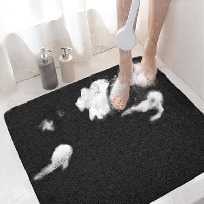 Badmat, Antislip Douchemat, Zacht Comfort voor Gezinnen, Kinderen en Senioren, 60 x 60 cm, Zwart