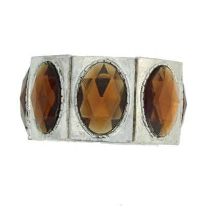 Behave - elastische armband - bruine ovale steen - vintage stijl