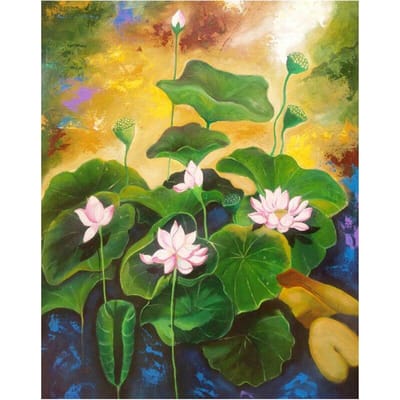 5D DIY diamant schilderij kruissteek roze lotus volledige ronde diamant borduurwerk ambachten woondecoratie 20X30CM yellow