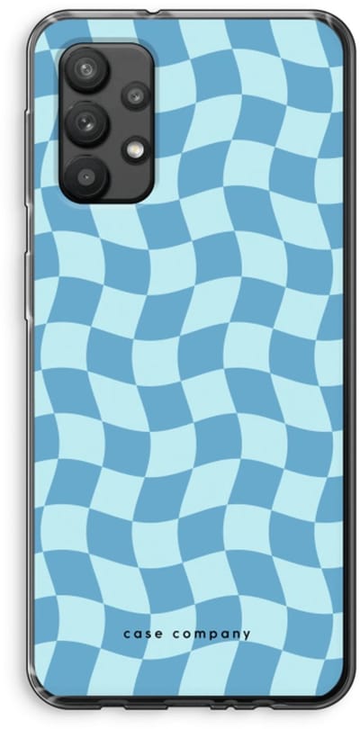 Case Company® - Hoesje geschikt voor Samsung Galaxy A32 4G hoesje - Grid Blauw - Soft Cover Telefoonhoesje - Bescherming aan alle Kanten en Schermrand