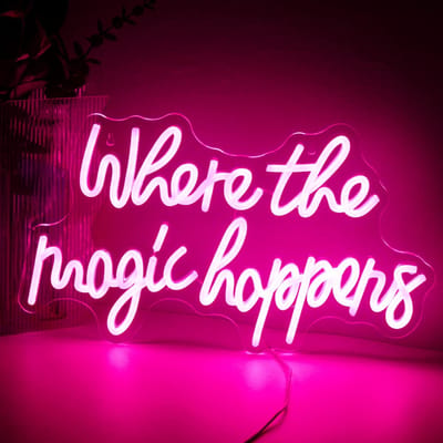 Dailygoody - Where the Magic Happens - Lichtreclame - Sfeervol roze neonlicht - LED lichtbord voor muur - Decoratie voor slaapkamer en feest - Pe