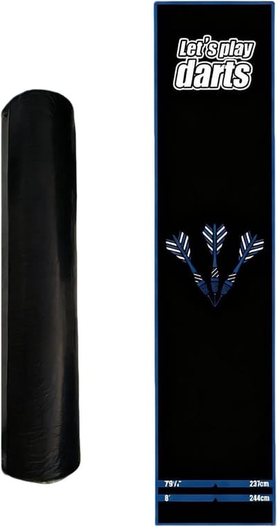 Dartmat met Werplijn - Vloerbescherming Dartbord - Dartspel Beschermen - Antislip Rubber Materiaal - 260 x 60 cm - Zwart