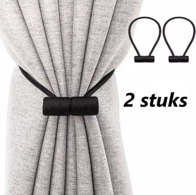 Alcantara- Luxe Gordijn Embrasse - Gordijn Houder - Zwart - Magnetisch - Gordijn Accessoires - 2 Stuks