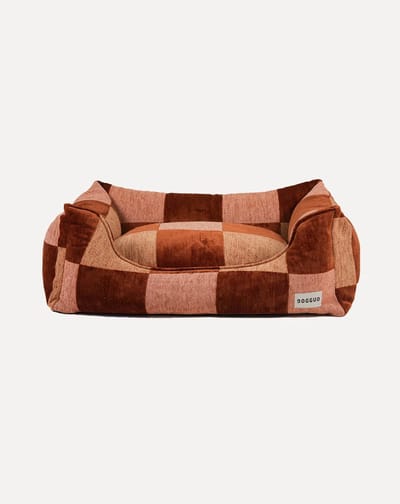 DOGGUO® Hondenmand Orthopedisch - L 100x78 cm - Hondenkussen - Honden Kussen voor Grote Hond - Zachte Hondenbed met Rand - Wasbare Hoes - Memory Foam - Dog Bed - Coussin Chien - Brown Beige Peach