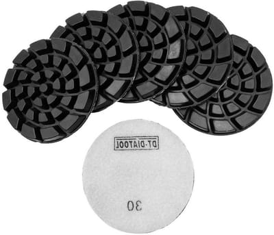 Diamant Polijstkussens - Beton Schuurpads - Vloeren Polijsten - Voor Droog of Nat - 100mm 6 Stuks - Grijs