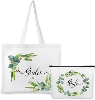 2 Stuks Canvas Draagtassen Set voor Bruiloft en Reizen - Cadeau voor Bruid en Bruidsmeisje