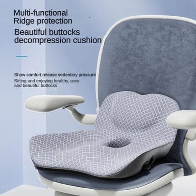 Orthopedisch Coccyx Memory Foam Stoelkussen – Zitkussen voor Pijnverlichting bij Stuitbeen, Aambeien en Rugpijn, Ideaal voor Kantoor en Auto, Groot 44x43x20CM, Ergonomisch Zitkussen