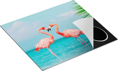 Chefcare Inductie Beschermer Twee Flamingo's in een Hart Vorm in het Water - 60x50 cm - Afdekplaat Inductie - Kookplaat Beschermer - Inductie Mat