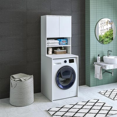 Wasmachinekast 65 x 181 x 60 cm - Wit - Modern Design