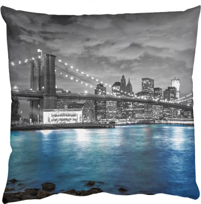 Sierkussens - Kussentjes Woonkamer - 50x50 cm - New York - Skyline - Stad - Blauw