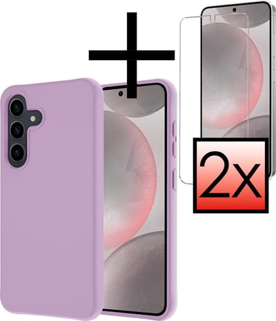 Hoesje - Met 2x Screenprotector - Geschikt voor Samsung Galaxy S24 - Sterk & Shockproof - Back Cover - Siliconen Case - Telefoon Hoes - Lila