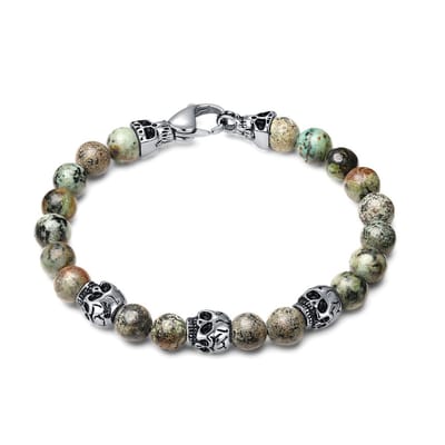 Twice As Nice Armband in edelstaal, met stenen en schedels Zilverkleurig 21cm