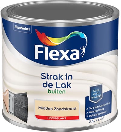 Flexa - Strak In De Lak Buitenlak Hoogglans - Midden Zandstrand - Mengverf - 500 Ml
