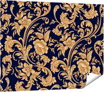 Gards Tuinposter Decoratieve Gouden Bloemen Achtergrond - 120x90 cm - Tuindoek - Tuindecoratie - Wanddecoratie buiten - Tuinschilderij