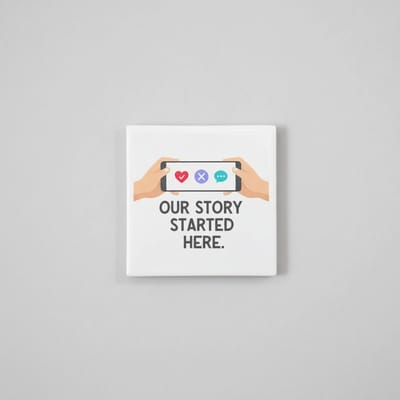 Romantische 15x15 cm Decoratieve Tegel – “Our Story Started Here” Telefoon Match Design, Perfect Cadeau voor Koppels