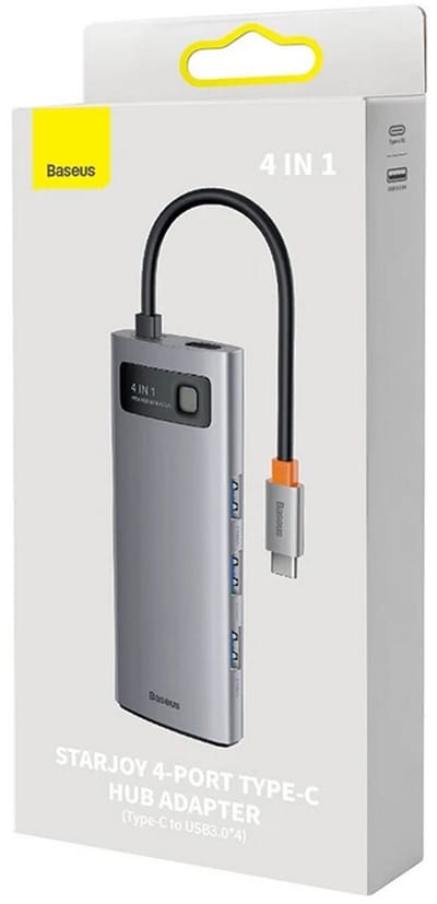 Baseus 4in1 Metal Gleam Series USB-C to 4x USB 3.0 USB hub - 5 - USB 3.0 - Zilver