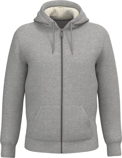 Native Spirit Ecologische uniseks sweater met rits en sherpavoering NS460 - Moon Grey Heather - 3XL