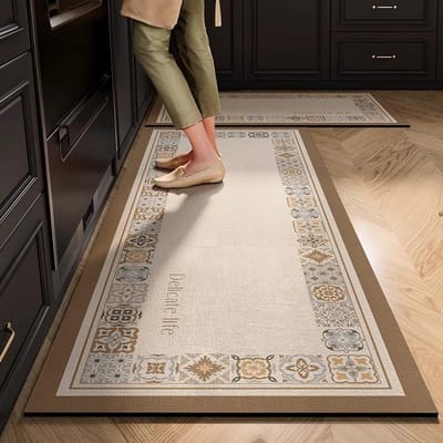 Carreaux de Fleurs Américains Tapis de Sol en Terre de Diatomée Ménager à Séchage Rapide Absorption d'Eau Coussin Anti-salissures et Facile à Nettoyer Coussin Antidérapant 40 * 60cm