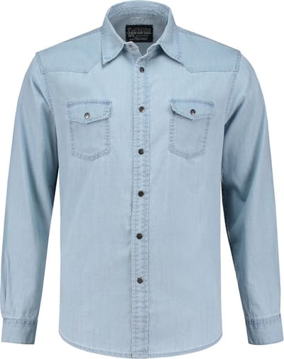 Lemon & Soda heren denim blouse in de kleur Light Blue Denim in de maat XS.