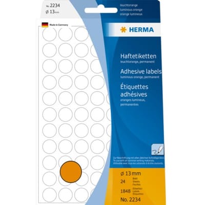 Herma 2234 Universele Etiketten Ø 13mm Fluor Oranje - 1848 st.