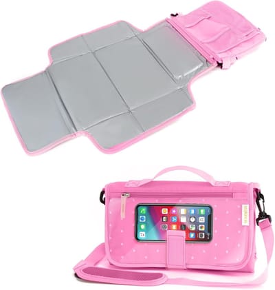 Draagbare Luierverschoningsmat - Aankleedmat Opvouwbaar - Onderweg Luiers - Eenvoudige Sluiting - 30x5x20 cm - Roze
