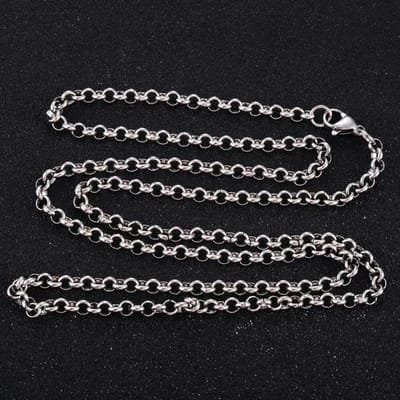 Aramat Jewels | Halskettingen | RVS Rolo Ketting Zilverkleurig – Ronde Schakelketting Staal Unisex | 50cm / 3mm |50cm | | Staal | Volwassenen | Verkleurd niet