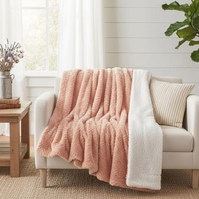 Sprei van kunstbont in pastelkleuren met geometrisch patroon – Superzacht en warm