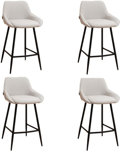 Bronx71® Scandinavische barkruk Lova gerecyclede stof grijs 68 cm - Barkrukken set van 4 - barstoel