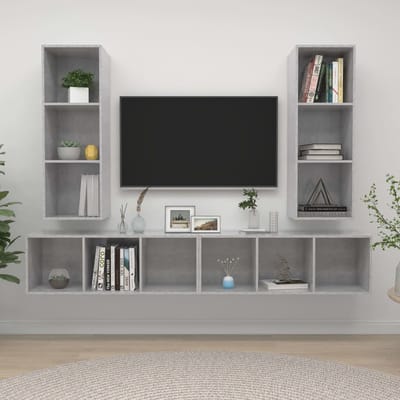 vidaXL - Tv-wandmeubelen - 4 - st - bewerkt - hout - betongrijs