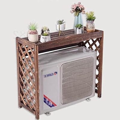 Houten Airco Afdekking - Privacy Scherm - Buitenruimte Verfraaien - Gecarboniseerd Massief Hout - Verschillende Maten - Bruin