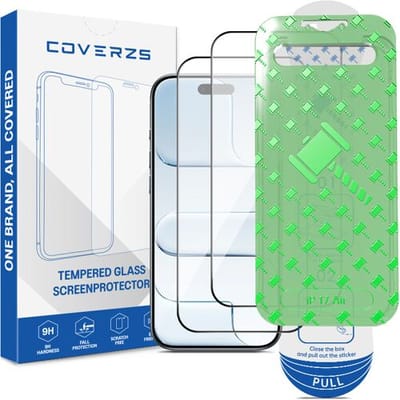 Coverzs Anti-Reflection Glass Screenprotector met frame (2-pack) geschikt voor iPhone Air – Anti Reflectie Glas – Beschermfolie met Montageframe – Premium Schermbescherming